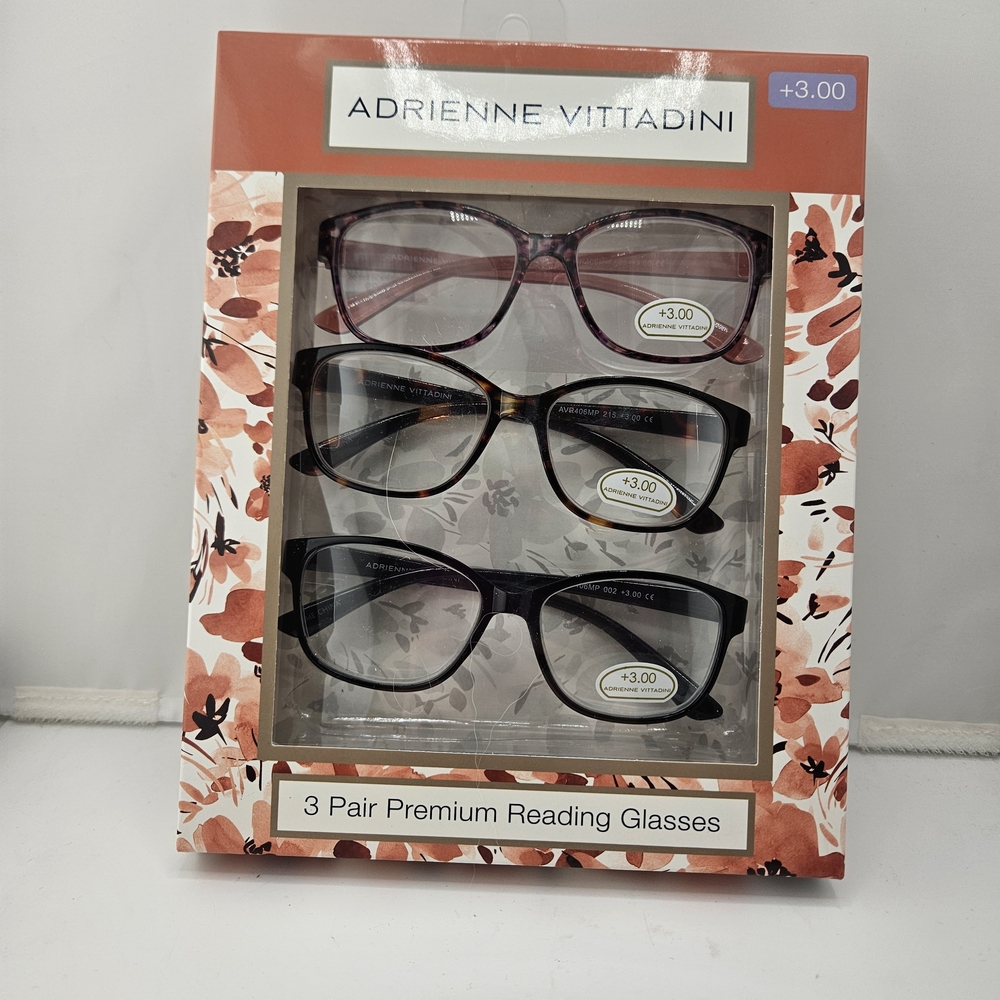 Adrienne Vittadini Premium Reading Glasses +3.00 NEW EYEGLASSES